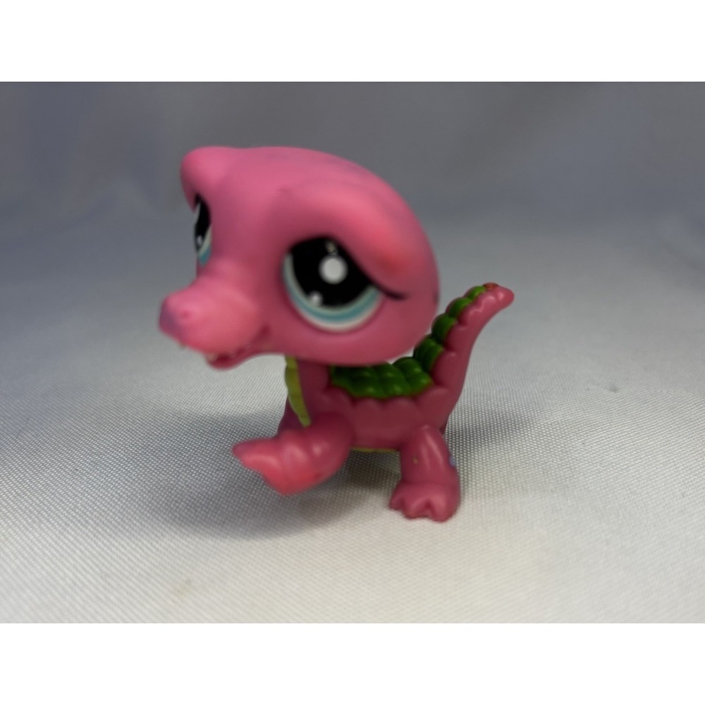 🐊Littlest Pet Shop 1464 Lps Authentic Pink Green‎ Crocodile Blue Eyes